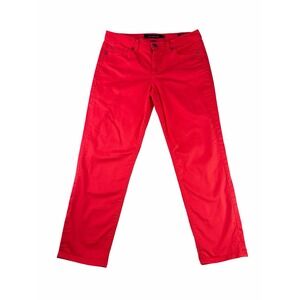Calvin Klein Jeans Bold Red Skinny Crop Pants Women Size 10 Stretch Mid Rise